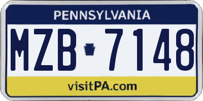 PA license plate MZB7148