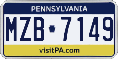 PA license plate MZB7149