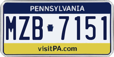 PA license plate MZB7151