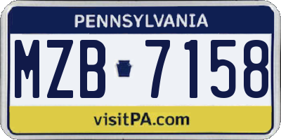PA license plate MZB7158