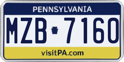 PA license plate MZB7160