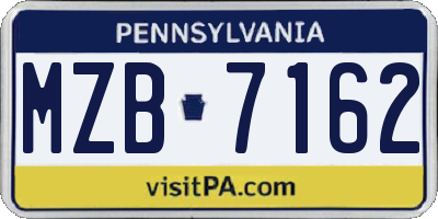 PA license plate MZB7162