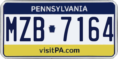 PA license plate MZB7164