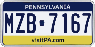 PA license plate MZB7167