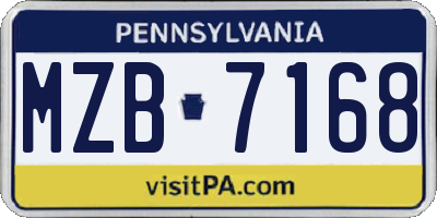 PA license plate MZB7168