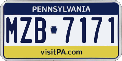 PA license plate MZB7171