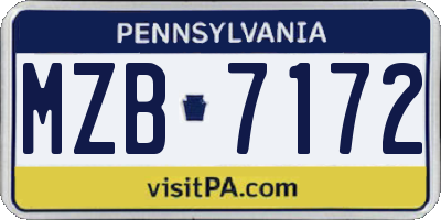 PA license plate MZB7172