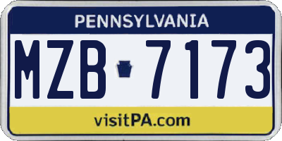 PA license plate MZB7173