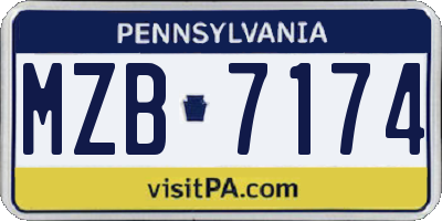 PA license plate MZB7174
