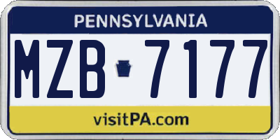 PA license plate MZB7177