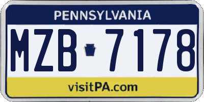 PA license plate MZB7178