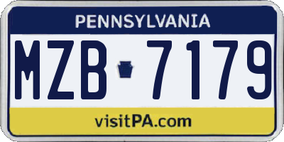 PA license plate MZB7179
