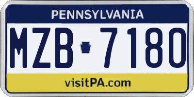 PA license plate MZB7180