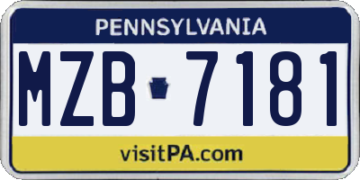 PA license plate MZB7181