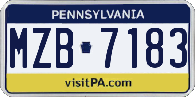 PA license plate MZB7183