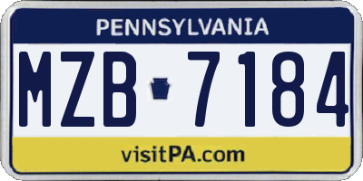 PA license plate MZB7184