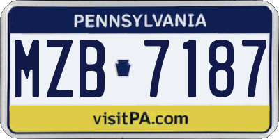 PA license plate MZB7187