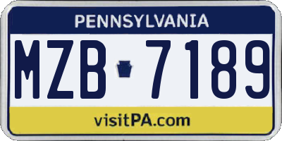 PA license plate MZB7189