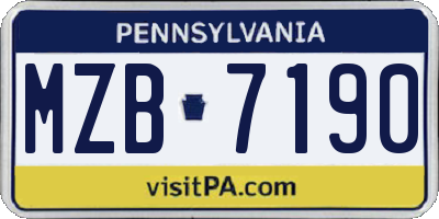 PA license plate MZB7190