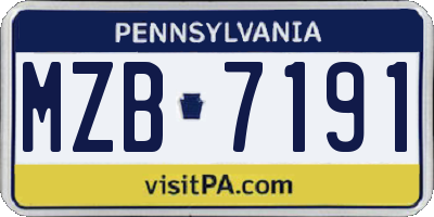 PA license plate MZB7191