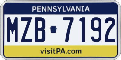PA license plate MZB7192