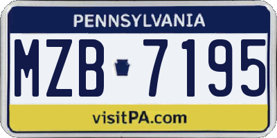 PA license plate MZB7195
