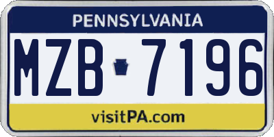 PA license plate MZB7196