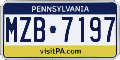PA license plate MZB7197