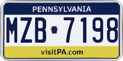 PA license plate MZB7198