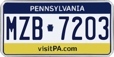 PA license plate MZB7203