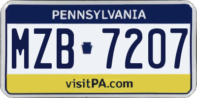 PA license plate MZB7207