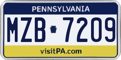 PA license plate MZB7209