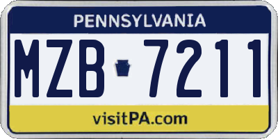 PA license plate MZB7211