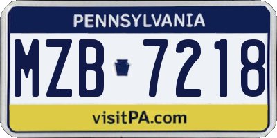 PA license plate MZB7218