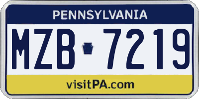 PA license plate MZB7219