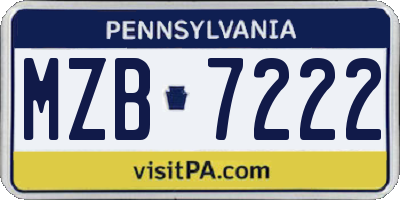 PA license plate MZB7222
