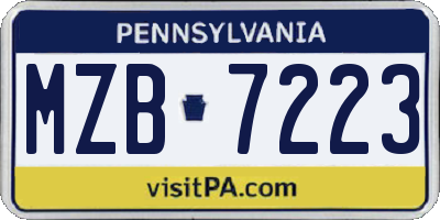 PA license plate MZB7223