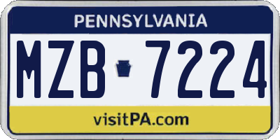 PA license plate MZB7224