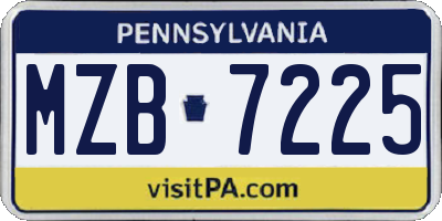 PA license plate MZB7225