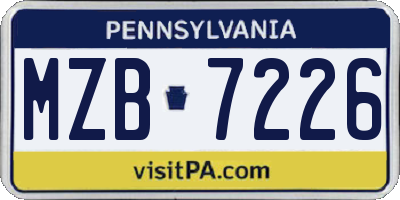 PA license plate MZB7226