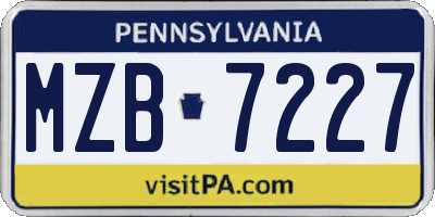 PA license plate MZB7227