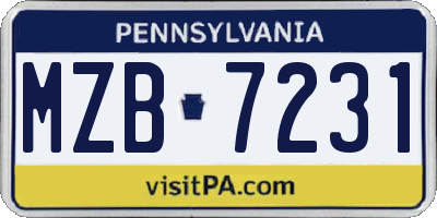 PA license plate MZB7231