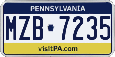 PA license plate MZB7235