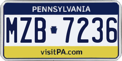 PA license plate MZB7236