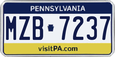 PA license plate MZB7237