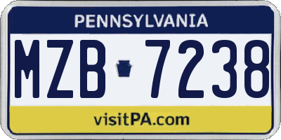PA license plate MZB7238