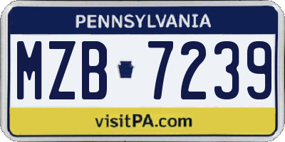 PA license plate MZB7239