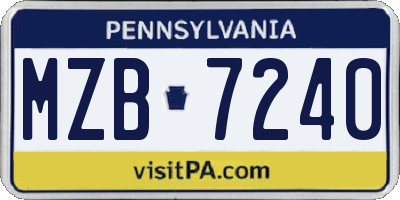 PA license plate MZB7240