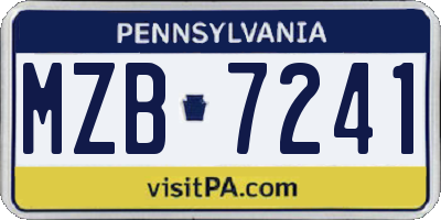 PA license plate MZB7241