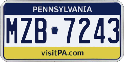 PA license plate MZB7243